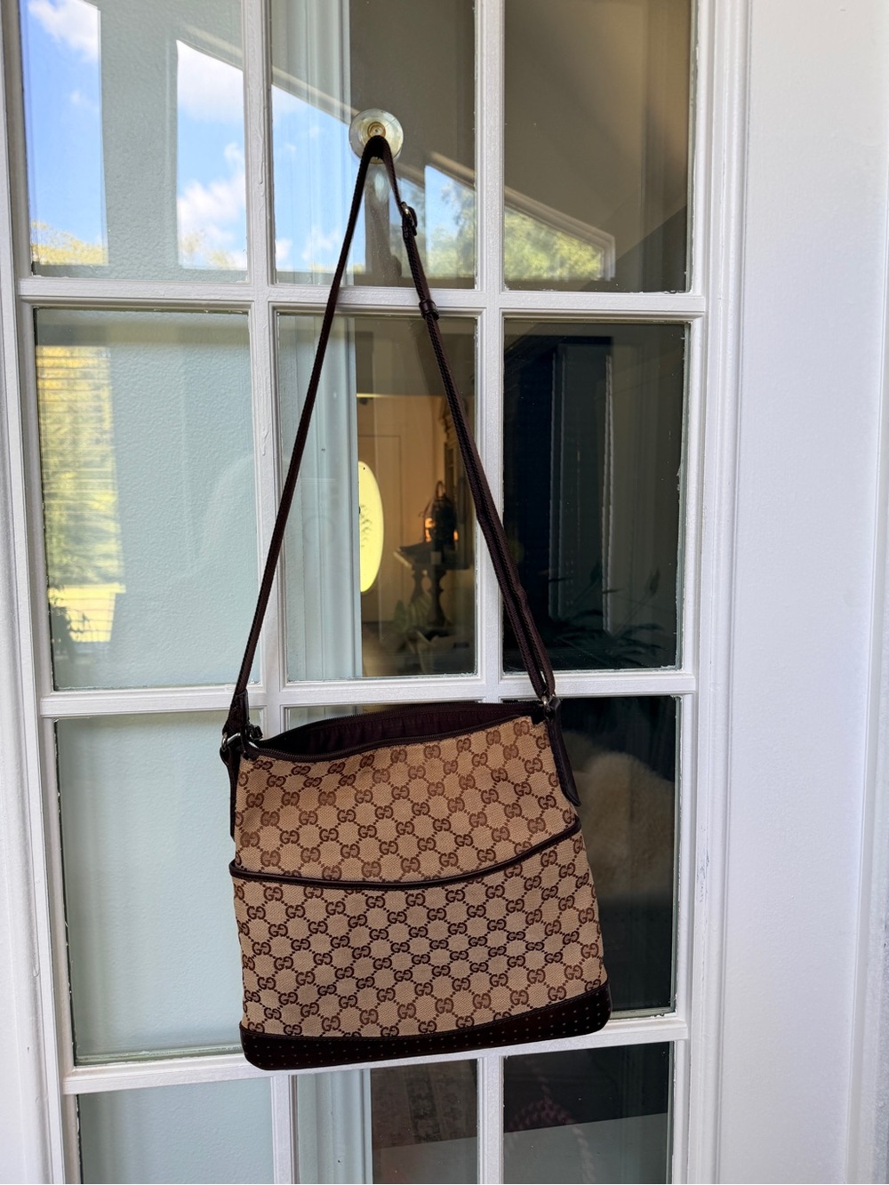 Gucci Beige and Brown GG Canvas Shoulder Bag